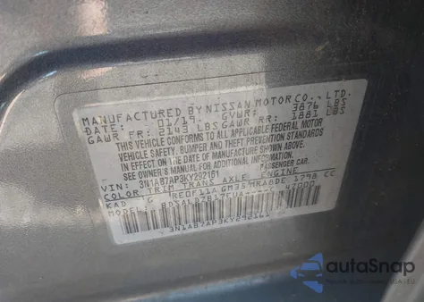 2019 Nissan Sentra Sv from USA, damaged, VIN 3N1AB7AP3KY292161